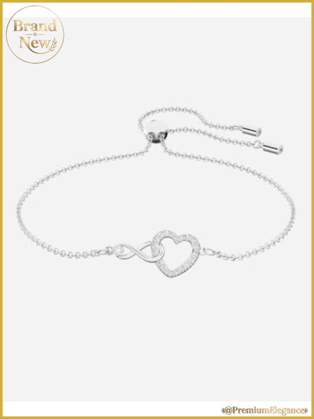Swarovski Hyperbola Infinity Heart Crystal Bracelet Rhodium Plated Chain Women